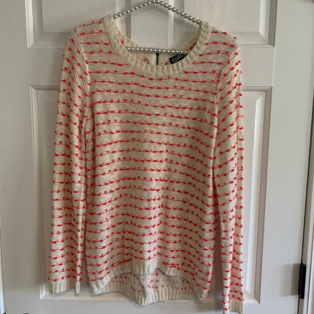 Freshman 1996 Ladies Crew Neck Zip Back Popcorn Knit Sweater Size M